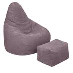Highback Zitzak Stoel incl. Poef Corduroy Stof - Mink, Verzenden, Nieuw