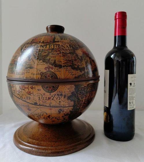 Ijsemmer - IJsbox wereldkaart - Hout - Papier - Hout, Antiek en Kunst, Curiosa en Brocante