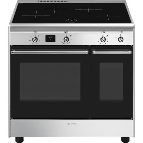 Smeg CX92IM inductie fornuis met dubbele oven - 90 cm. - rvs, Witgoed en Apparatuur, Fornuizen, 60 cm of meer, Vrijstaand, 4 kookzones