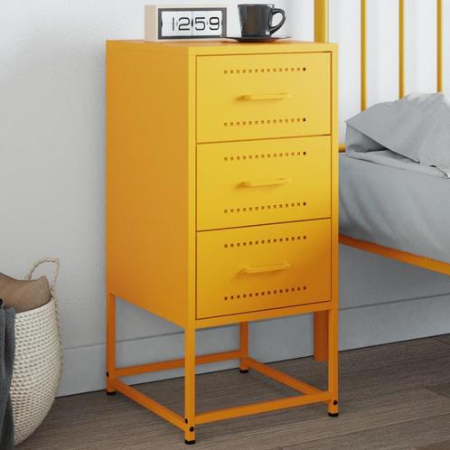 vidaXL Nachtkastje 36x39x78 cm staal mosterdgeel, Huis en Inrichting, Slaapkamer | Nachtkastjes, Nieuw, Metaal of Aluminium, Verzenden