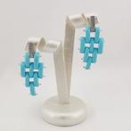 Turquoise - Zilver - Oorbellen - met de hand gemaakt