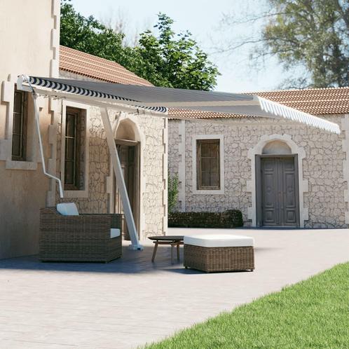 vidaXL Luifel vrijstaand automatisch 450x300 cm blauw en wit, Tuin en Terras, Zonneschermen, Nieuw, Verzenden