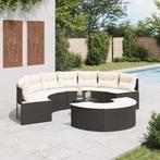 vidaXL 3-delige Loungeset halfrond poly rattan zwart, Verzenden, Nieuw, Rotan, Loungeset