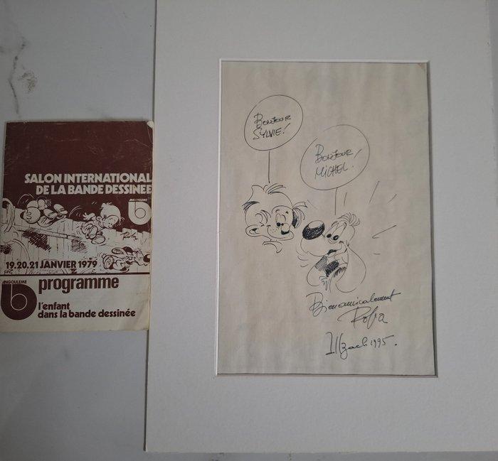 Jean Roba - Dessin original dédicacé + flyer Angoulême -, Boeken, Stripboeken
