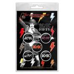 AC/DC - Fifty - button 5-pack officiële merchandise, Verzamelen, Ophalen of Verzenden, Nieuw, Kleding