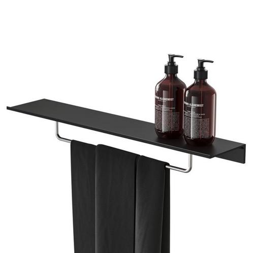 Planchet met handdoekrek Geesa Leev 60 cm RVS Zwart, Doe-het-zelf en Verbouw, Sanitair, Bad, Nieuw, Ophalen of Verzenden
