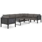 vidaXL 8-delige Loungeset met kussens poly rattan antraciet, Verzenden, Nieuw, Rotan, Loungeset