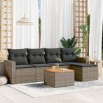 vidaXL 6-delige Loungeset met kussens poly rattan grijs, Tuin en Terras, Tuinsets en Loungesets, Verzenden, Nieuw, Rotan, Loungeset