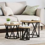 vidaXL Nestbare Bijzettafel 3 pcs artisanaal eikenkleurig, Verzenden, Rond, Nieuw, 50 tot 100 cm