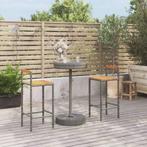 vidaXL 3-delige Tuinbarset poly rattan en massief acaciahout, Verzenden, Nieuw, Rotan, 2 zitplaatsen
