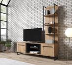 TV-Meubel | Eiken | Zwart | TV kast industrieel - 170x42x54