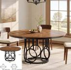 Ronde Eettafel 120 cm – Rustiek Wit & Bruin voor 4–6 Pers, Huis en Inrichting, Tafels | Eettafels, Verzenden, Nieuw