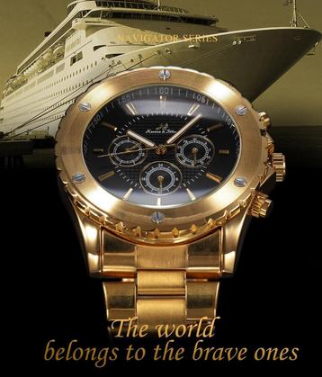 Kronen&Söhne automatic gouden Navigator automaat Horloge!!