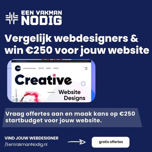 Vergelijk webdesigners & win €250 startbudget!, Diensten en Vakmensen, Webdesigners en Hosting, Domeinregistratie, Webdesign, Webhosting