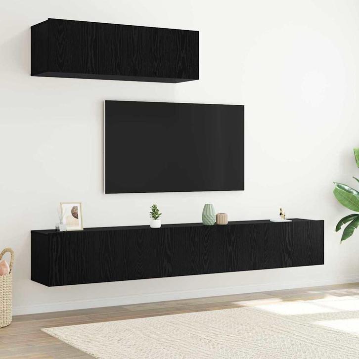 vidaXL TV Kasten Set 3 pcs Zwart eiken 200 x 30 x 30 cm, Huis en Inrichting, Kasten | Televisiemeubels, Nieuw, Minder dan 50 cm