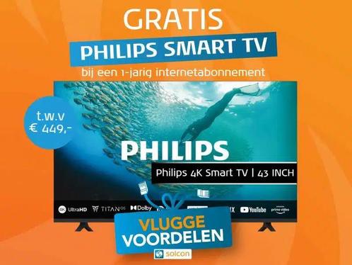 Gratis 4K Smart TV bij Overstappen Internet TV (43 inch), Audio, Tv en Foto, Televisies, Nieuw, Philips, Smart TV, 100 cm of meer