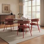 Eetkamerstoel set van 6 Huk 78x57x56 cm rood [en.casa], Verzenden, Nieuw