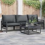 vidaXL Tuin Sofa Set 3 pcs Antraciet Staal, Tuin en Terras, Tuinsets en Loungesets, Verzenden, Nieuw