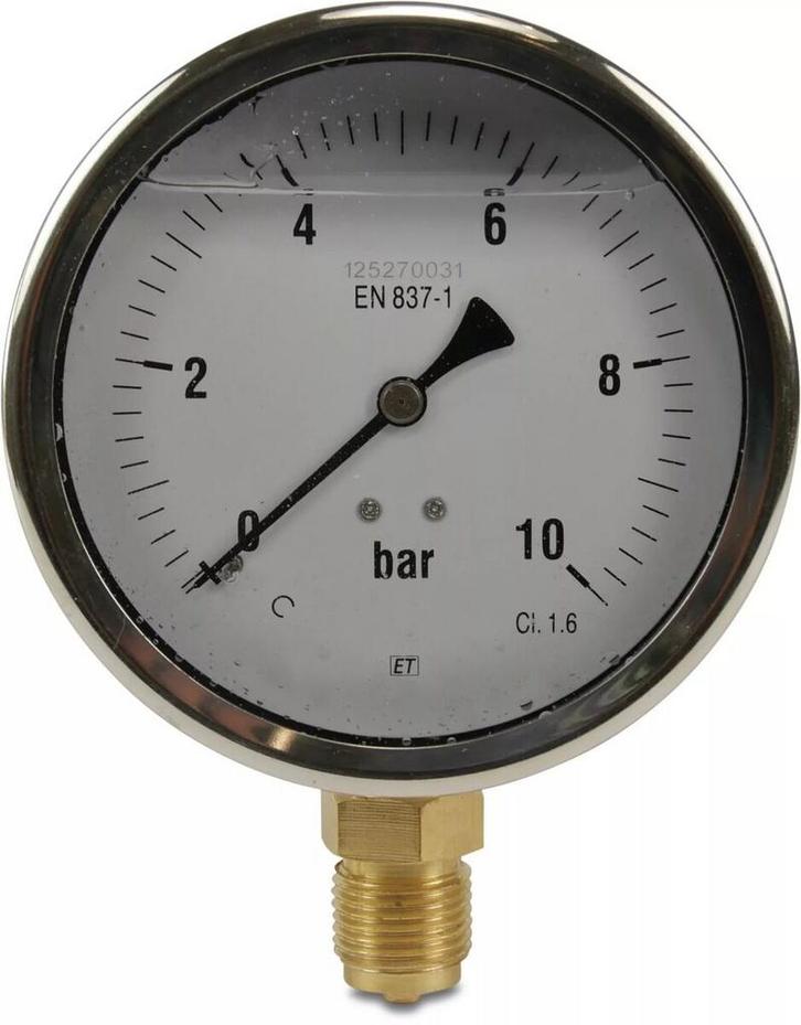 Profec manometer met onderaansluiting, glycerinevulling, Doe-het-zelf en Verbouw, Meetapparatuur, Verzenden