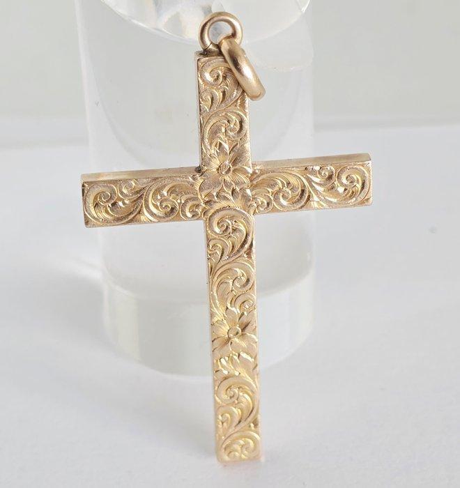 Zonder Minimumprijs - Kruishanger - 14 karaat Geel goud -, Sieraden, Tassen en Uiterlijk, Antieke sieraden