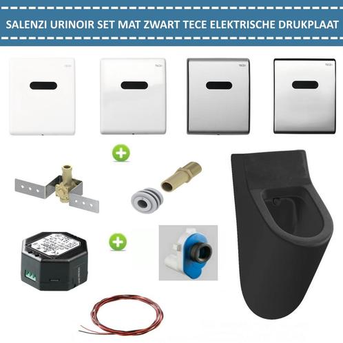 Urinoir Set Salenzi Hung Achterinlaat Mat Zwart met TECE, Doe-het-zelf en Verbouw, Sanitair, Overige typen, Nieuw, Chroom, Ophalen of Verzenden