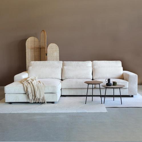 *WOONWINKEL* PEPP Interiors Lech Hoekbank Creme Ribstof, Huis en Inrichting, Banken | Bankstellen, Nieuw, Verzenden