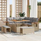vidaXL 8-delige Tuinbankenset met kussen poly rattan acacia, Verzenden, Nieuw, Rotan