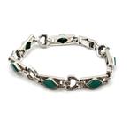 Zilver, 925 Sterling Zilver Groene Chalcedoon & Markasiet -