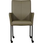 Leren eetkamerstoel Comfort met wieltjes en armleuning -, Huis en Inrichting, Stoelen, Nieuw, Leer, Ophalen of Verzenden, Eén