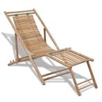 Bamboe Terrasstoel met Voetenbank | Tweedekansje | OP=OP, Tuin en Terras, Ophalen of Verzenden, Nieuw, Hout