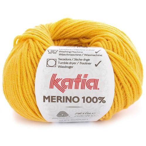 Katia Merino 100% - 63 mosterdgeel - Wol Garen, Hobby en Vrije tijd, Breien en Haken, Ophalen of Verzenden