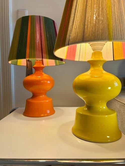 Tafellamp (2) - Onbekend - Katoen, Keramiek - 2 keramlampen, Antiek en Kunst, Antiek | Lampen
