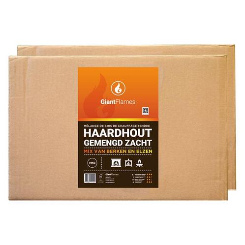30 dozen Giant Flames haardhout gemengd zacht (FSC), Tuin en Terras, Haardhout, Blokken, Minder dan 3 m³, Overige houtsoorten