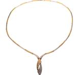 Bicolor gouden collier met zirconia; Altinbas | 46 cm, Sieraden, Tassen en Uiterlijk, Gebruikt, Overige kleuren, Ophalen of Verzenden