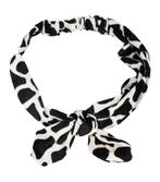 Haarband Strik Knoop Giraffe Dieren Print Velvet Zwart Wit, Nieuw, Verzenden
