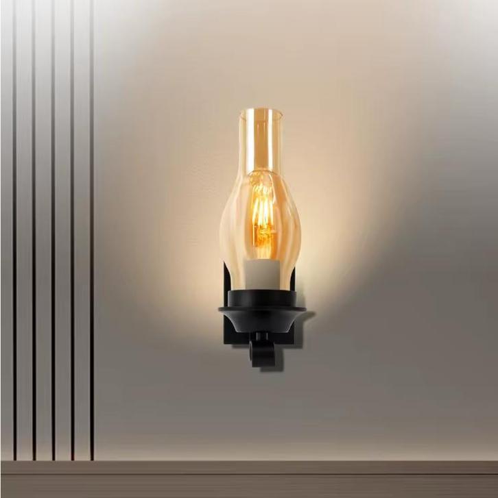 Retro Wandlamp van IJzer en Glas – Dimbaar met E27 Fitting, Huis en Inrichting, Lampen | Spots, Nieuw, Verzenden