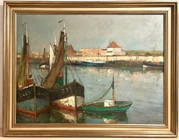 George Hambüchen (1922-2013) - Havengezicht, Antiek en Kunst, Kunst | Schilderijen | Klassiek