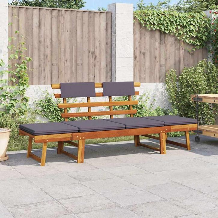 vidaXL Ligbed met kussen 2-in-1 190 cm massief acaciahout, Tuin en Terras, Tuinbanken, Nieuw, Hout, Verzenden
