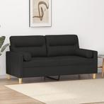 vidaXL Tweezitsbank met sierkussens 140 cm stof zwart, Huis en Inrichting, Verzenden, 150 tot 200 cm, Stof, Nieuw
