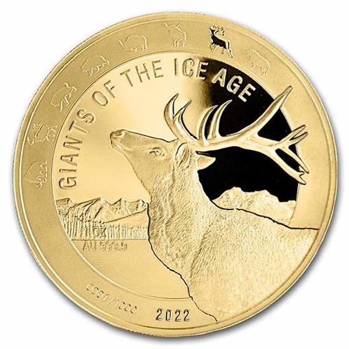 Gouden Ghana Giants of the Ice Age Reindeer 1 oz 2022, Postzegels en Munten, Munten | Afrika, Losse munt, Goud, Overige landen