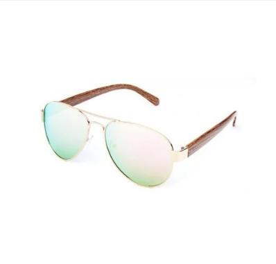 Polarized Aviator Hout Roze, Sieraden, Tassen en Uiterlijk, Zonnebrillen en Brillen | Dames, Zonnebril, Overige kleuren, Nieuw