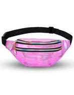 Roze Heuptas Holografisch Twee Ritsen Iridescent Fanny Pack, Sieraden, Tassen en Uiterlijk, Tassen | Damestassen, Nieuw, Overige typen