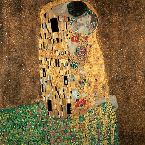 Kunstdruk Gustav Klimt - Der Kuß 98x98cm, Huis en Inrichting, Woonaccessoires | Schilderijen, Tekeningen en Foto's, Nieuw, Verzenden