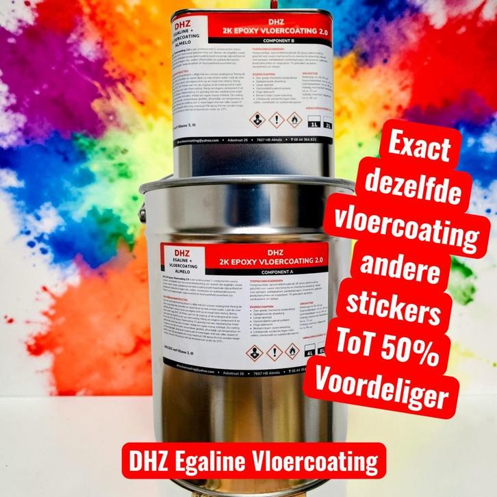 160m2  2K Epoxy GARAGEVLOER coating 7 DAGEN 25%KORTING OP=OP, Doe-het-zelf en Verbouw, Verf, Beits en Lak, 20 liter of meer, Grijs