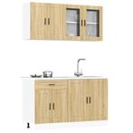 vidaXL 4-delige Keukenkastenset Porto bewerkt hout sonoma, Huis en Inrichting, Keuken | Keukenelementen, Verzenden, Nieuw, Bruin