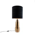 Tafellamp brons velours kap zwart met goud 40 cm - Bruut, Huis en Inrichting, Lampen | Tafellampen, Nieuw, Overige materialen