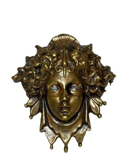 Brons - Broche - Hanger Medusa, Antiek en Kunst, Curiosa en Brocante
