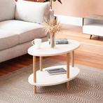 [en.casa] Salontafel Højreby ovaal 43x70x44 cm wit en houtkl, Huis en Inrichting, Tafels | Salontafels, Verzenden, Nieuw