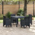 vidaXL 5-delige tuinset met kussens in antraciet poly riet, Tuin en Terras, Verzenden, Nieuw, Rotan, Tuinset