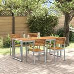 vidaXL 5-Piece Tuin Eetset Massief Hout Acacia en Metaal, Verzenden, Nieuw